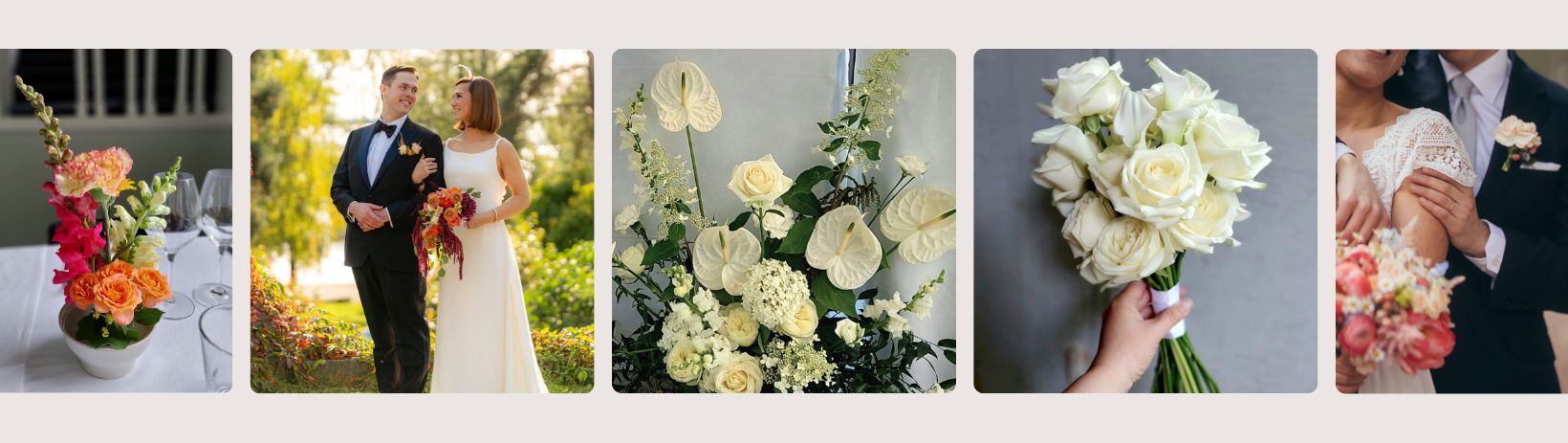 H��juhlan koristelukukkia ja h��kimppuja